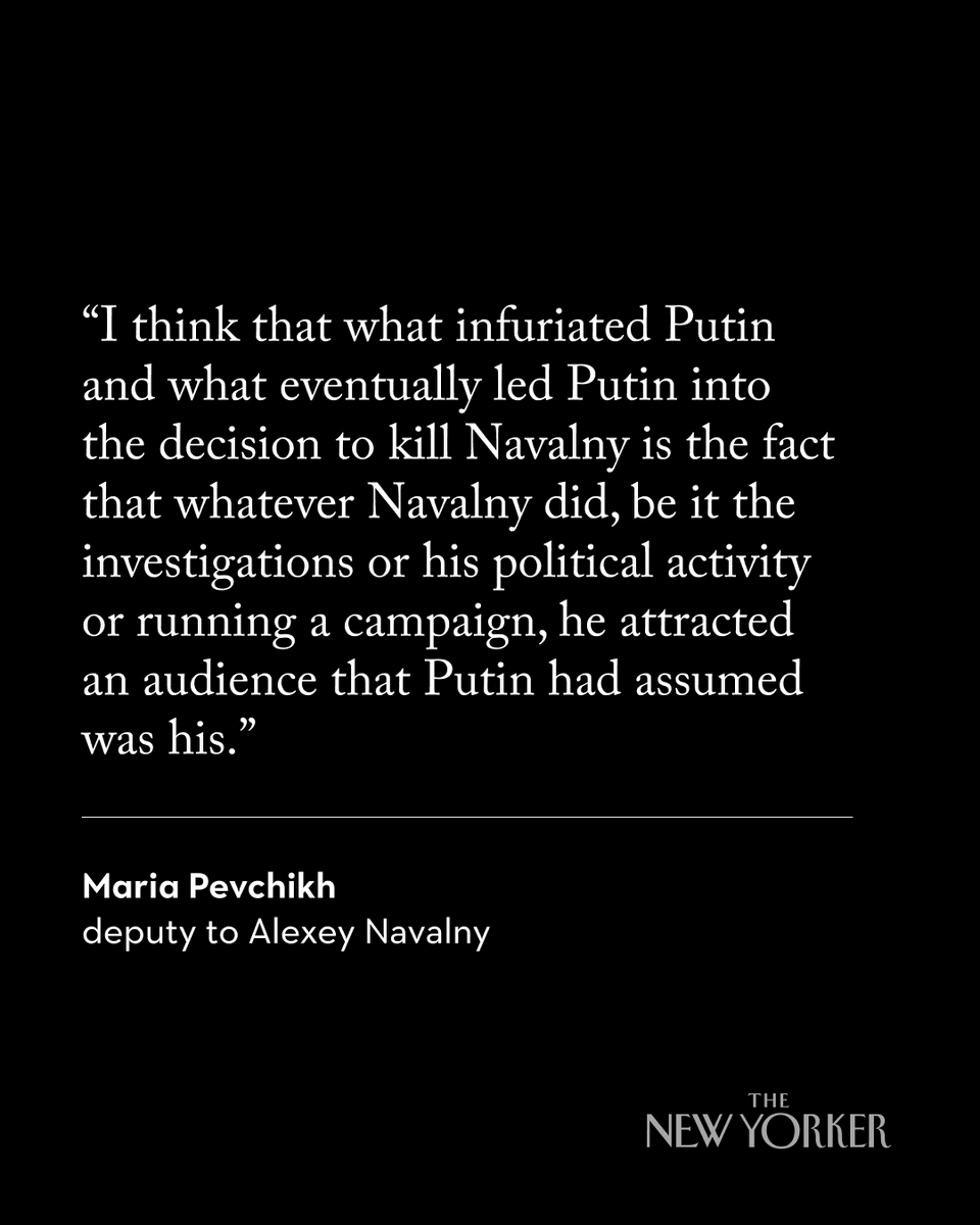 Alexey Navalny’s deputy Maria Pevchikh discusses his near-fatal poisoning, her probe of Kremlin corruption, and battling Moscow while he’s in exile. nyer.cm/QjKcBJl