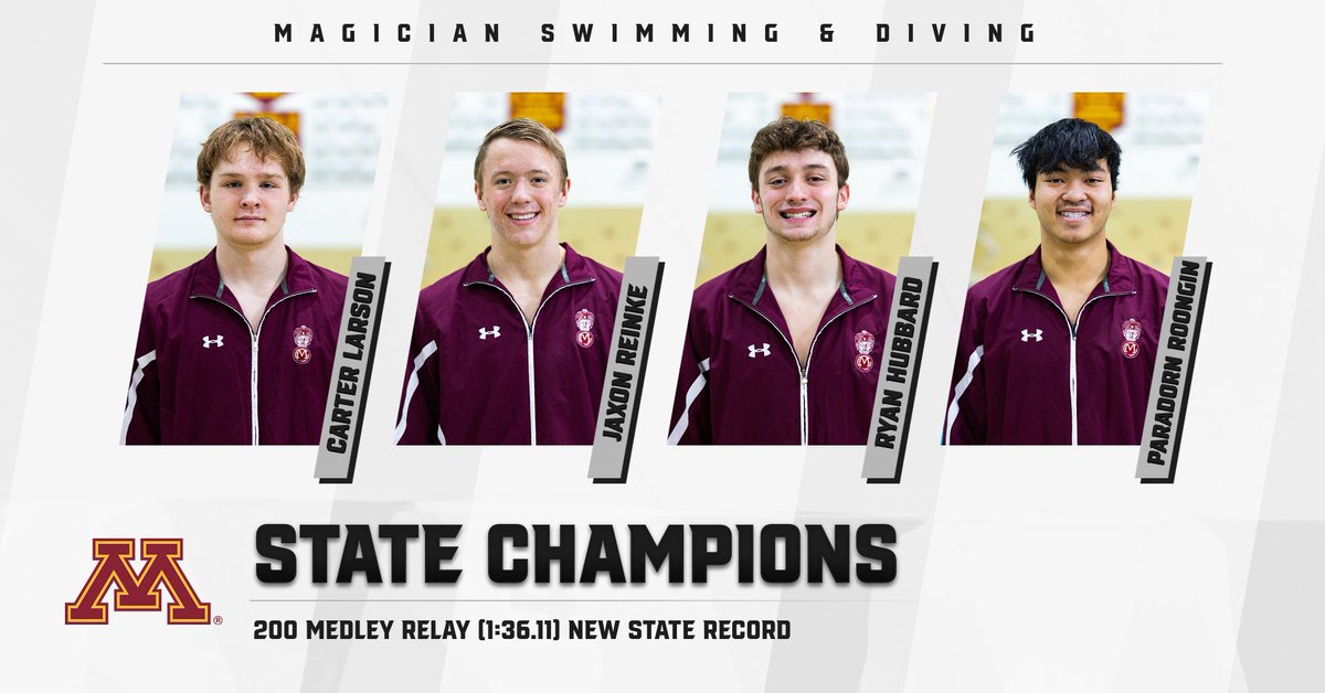 200 Medley Relay STATE CHAMPS
NEW STATE RECORD (1:36.11)

#GoMAGI