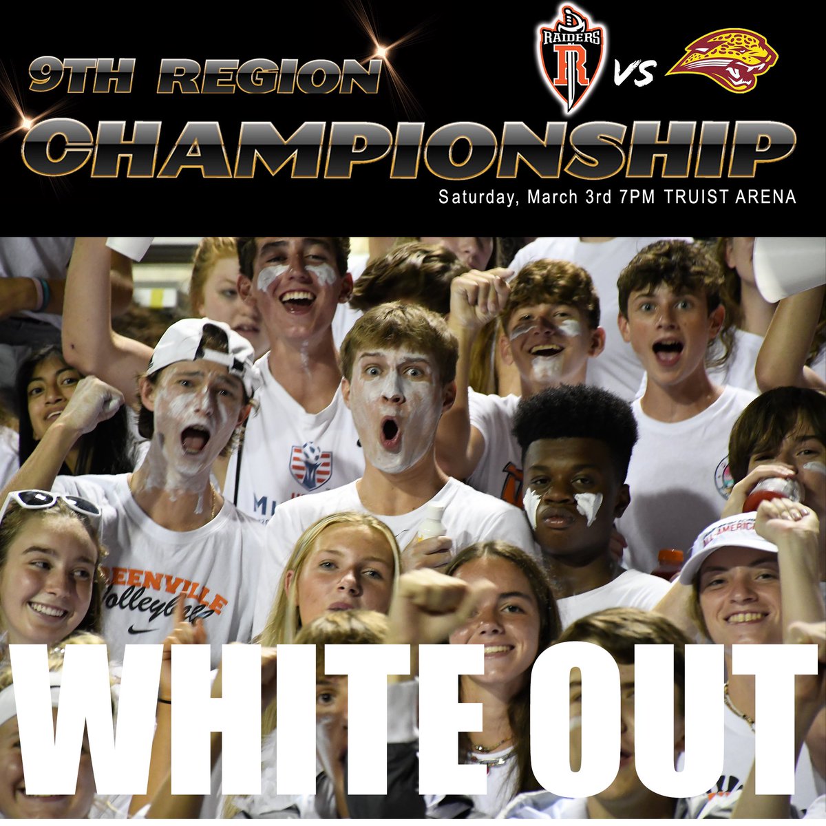 It's a WHITE OUT for the Student Section tonight for the CHAMPIONSHIP of the 9th REGION! GET THERE &amp; GET LOUD!