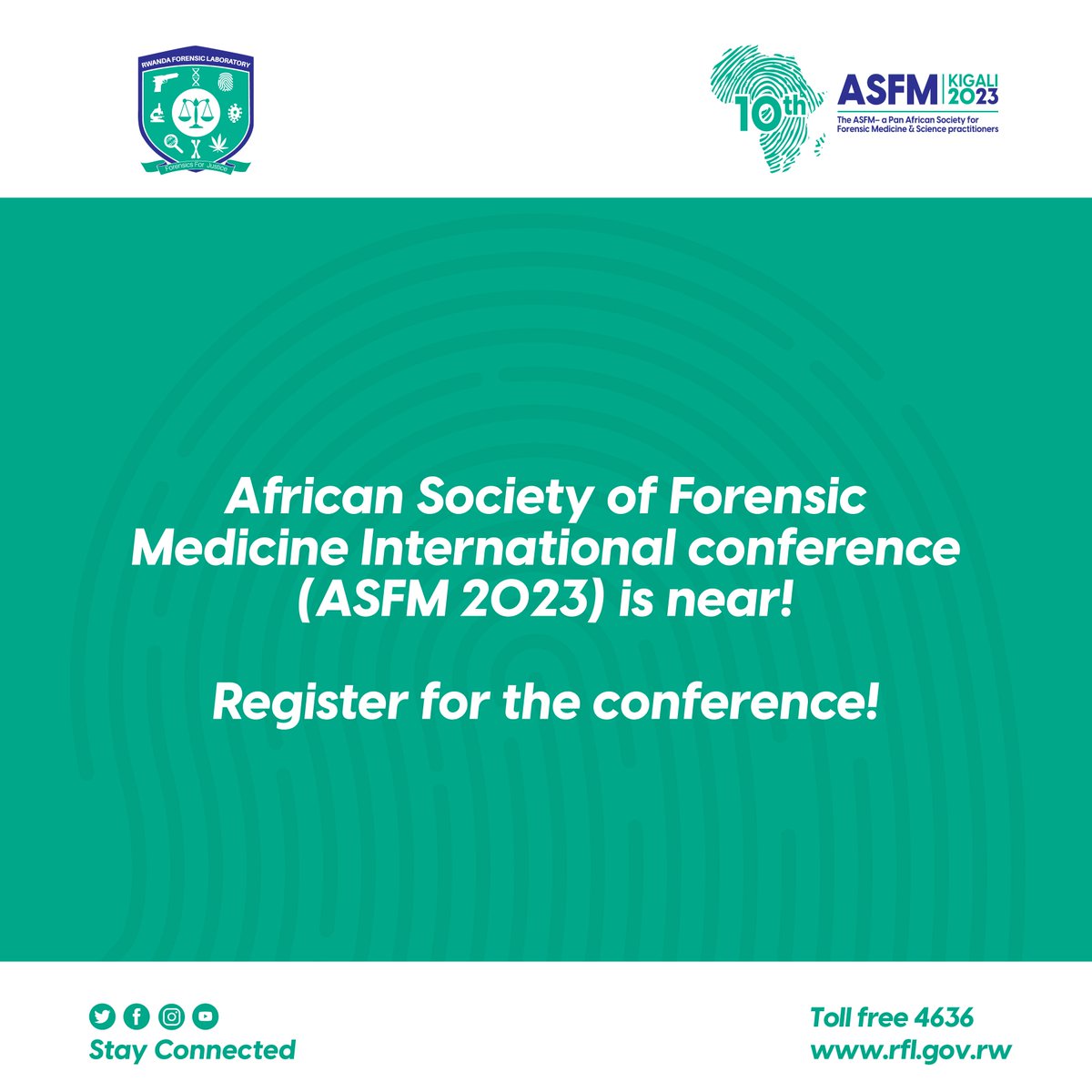 ForensicsRwanda's tweet photo. The African Society of Forensic Medicine International conference (ASFM 2023) is near!
Register here https://t.co/qgEVODfLev for the conference!
#ASFM23
#RFLRw https://t.co/MdMgkrpZvw