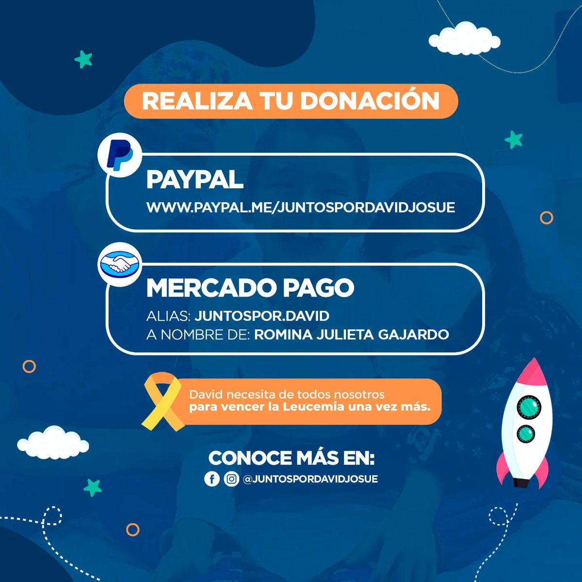 Concierto Solidario • Juntos Por David Josué 🎶🎤👦🏻❤️‍🩹

Adoremos juntos y ayudemos con nuestro aporte para que David Josué pueda continuar con su tratamiento. 🙏🏻💕

🗓️ Fecha: 10 de Marzo (Vie)
⏰ Hora: 8 P.M (Arg)
📹 Transmisión: youtube.com/conpazcompuesto