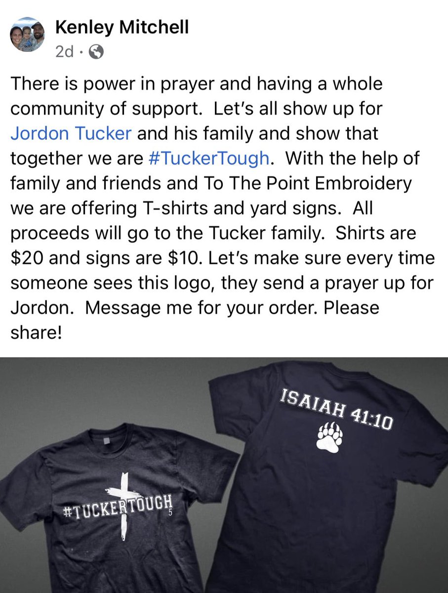 <a href="/GraniteBears/">MA Athletics</a> Nation “All Call” 
Coach <a href="/jptucker5/">Jordon Tucker</a> is a member of our 🏈 Staff &amp; a Teacher @ MAMS; contact Mr Kenley Mitchell (wife Maggie is AP @ MAHS) on his FB page if you would like a yard sign or a T-shirt
Thanks &amp; TuckerTough 🐻🙏 <a href="/MACSchools/">Mount Airy City Schools</a> <a href="/granitesquad/">GSOD</a> 
#beatcancer