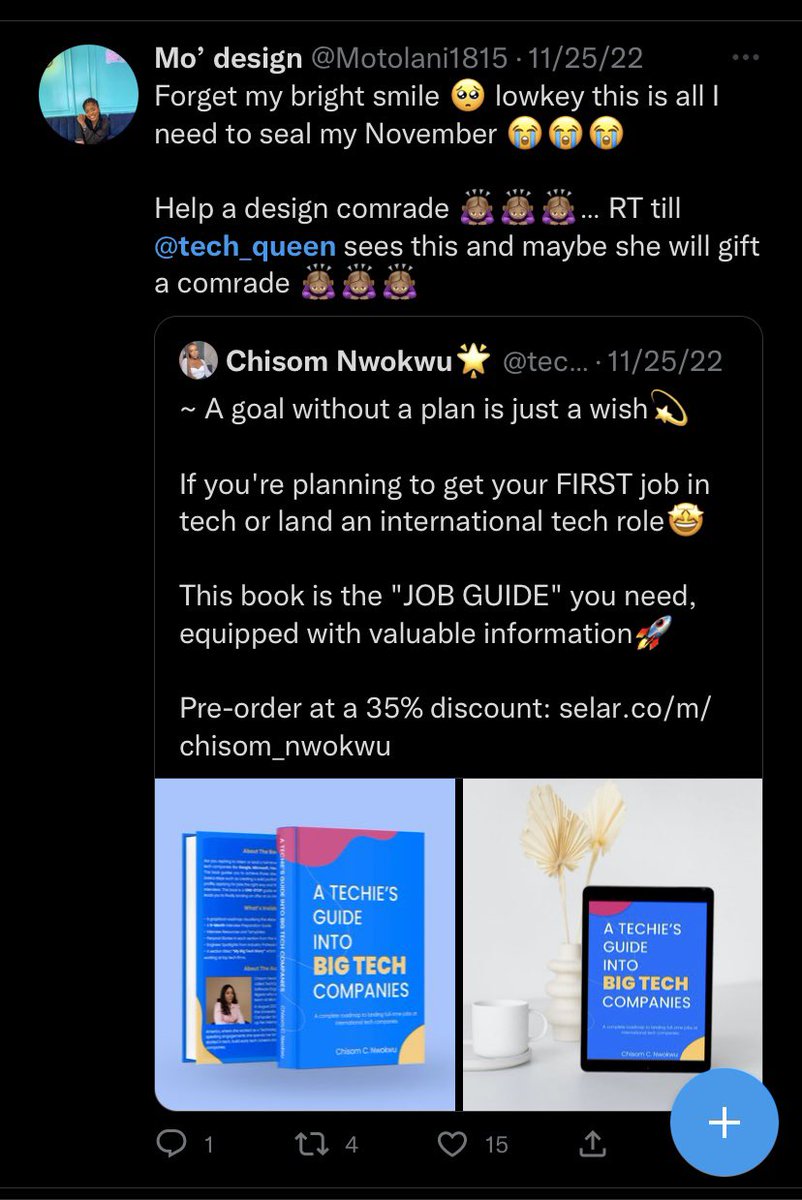 Motolani1815's tweet photo. I made this tweet 25th of Nov, 2022 and to think @tech_queen and @edustipend actually brought it to life is still surreal 🎉 

Thank you #edustipendspace for this beautiful gift and of course to @tech_queen 

One bottle for chivita for y’all 🤣😍 https://t.co/P0FXEzi0vM