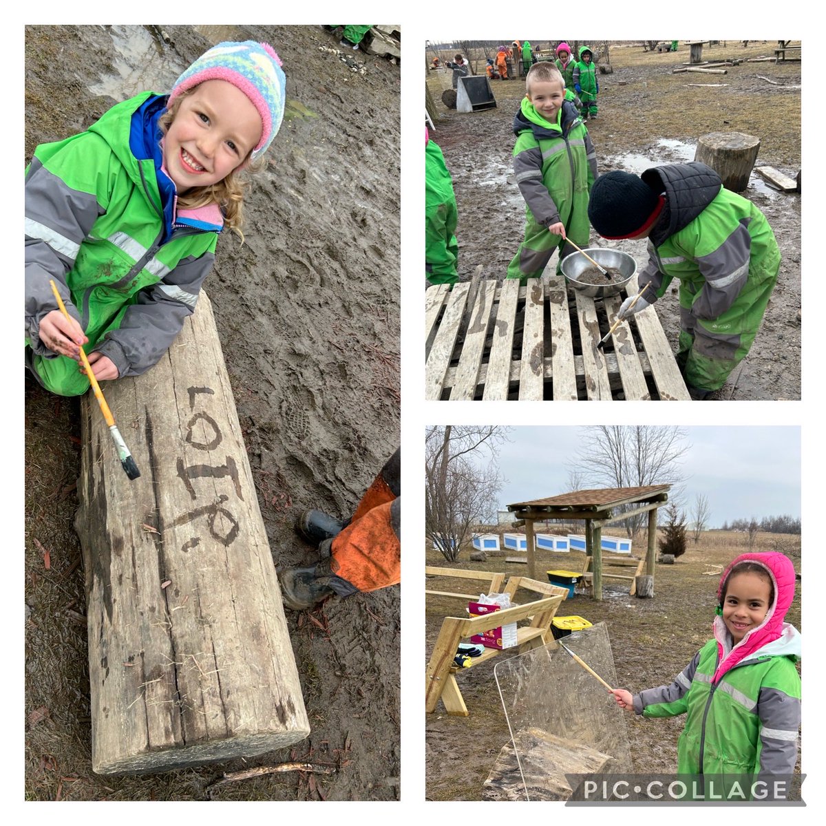 Our Kindergarten kiddos had a blast writing words with “mud paint” this week #outdoorlearning❤️