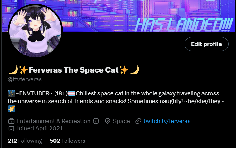 500 followers? Thank you so much! Only 1300 more til i catch up to my Twitch. 🥲 But it will happen! We're going straight to the stars! 🥰💜💜#VtuberUprisings #Caturday