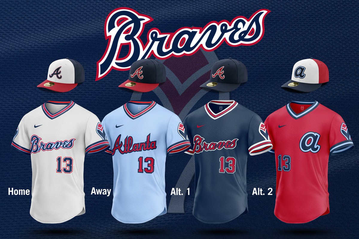 Z89Design on Twitter: MLB Fix #10 - The Atlanta Braves! Personally, I  think their long time current sets look cluttered, with the piping and  complex wordmark logo + tomahawk this simplifies things