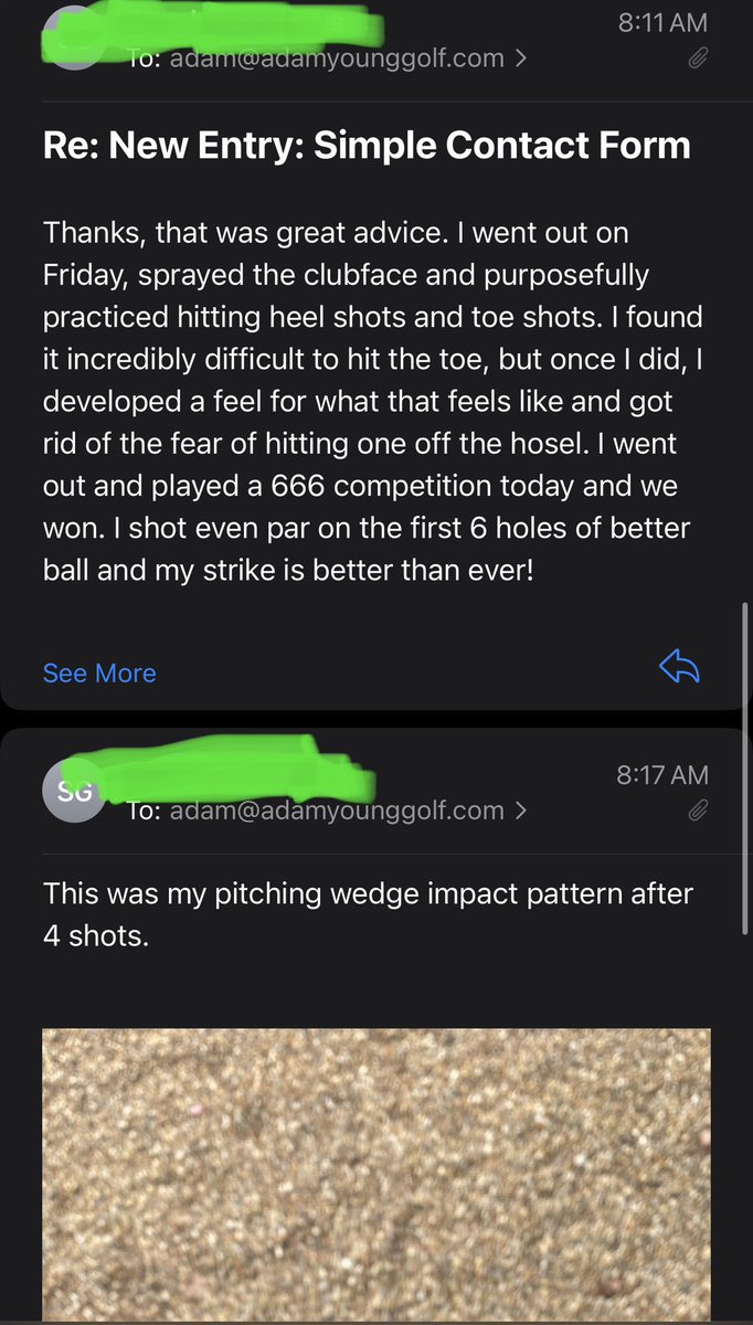 Player was having a hard time with shanks. We used the 3D aim spot concept from The Strike Plan (click here to learn more - adamyounggolf.com/the-strike-pla… )