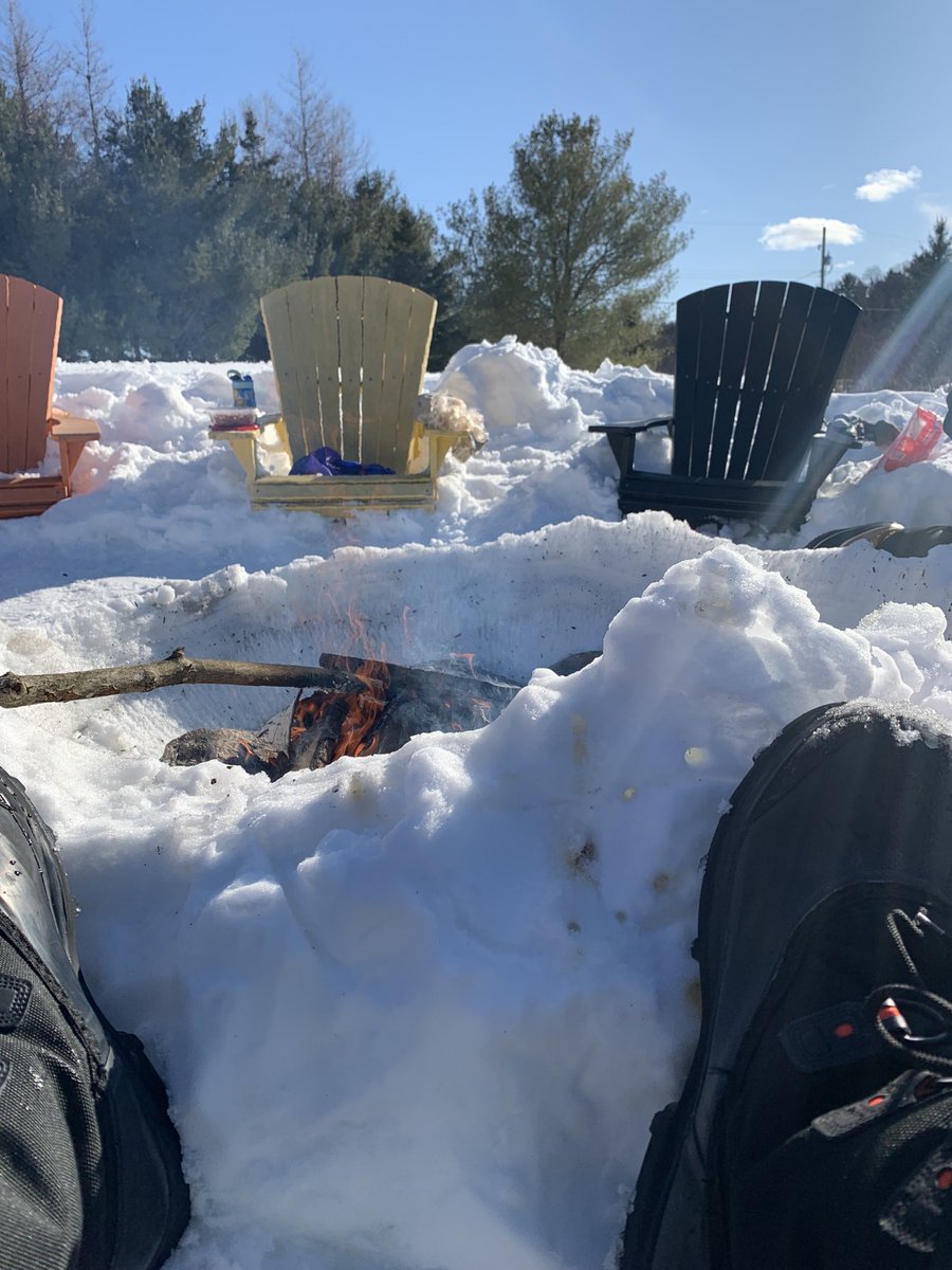 Beautiful day for a S’mores over a fire with the grandkids, after grandma &amp; grandpa dug out the fire pit and muskoka chairs. 🤣