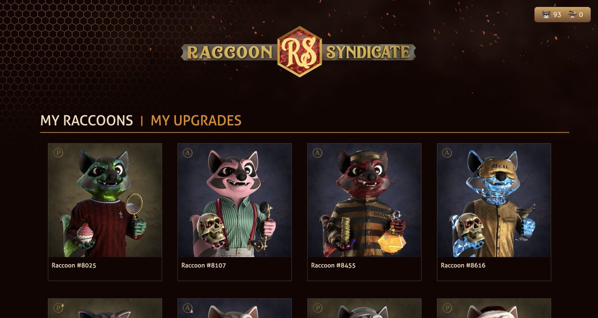 The <a href="/RaccoonSyndicat/">Raccoon Syndicate</a> Game will be launching later this month and we will be starting the very first Raccoon Battle Round! Enjoy a few previews of some of the game's surface areas below!

Win 1x5 Upgrade NFTS!
1.Follow <a href="/RaccoonSyndicat/">Raccoon Syndicate</a>
2.Like+Retweet
3.Join discord.gg/j5ZW5uDBx3
