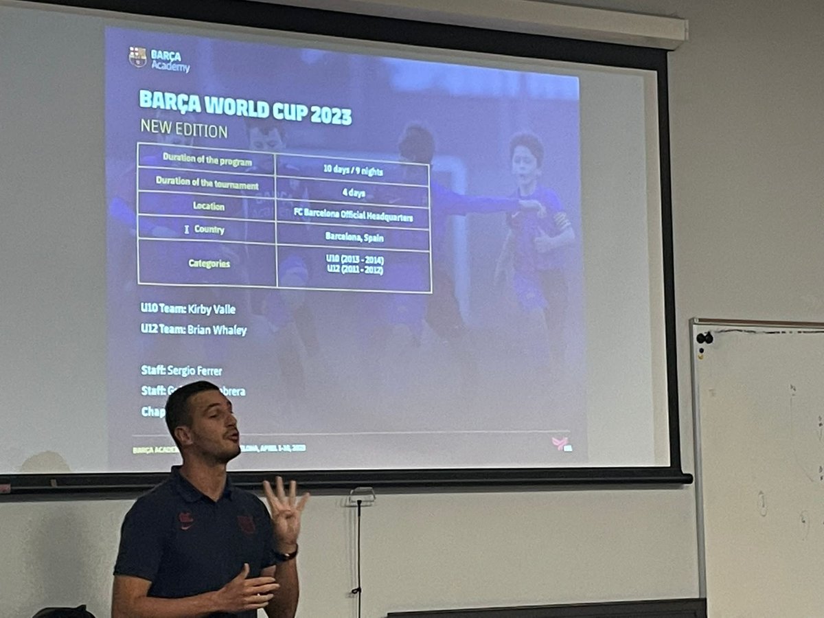 BarcaAcademyCLB's tweet photo. Thanks to Guillermo from @barcaacademyorl for visiting Columbus and explain the details for the Barcelona World Cup where our 2013 and 2011 teams will be able to participate 🔵🔴

#barcaacademy #fcb #fcbarcelona #fcbmethodology #values #youthsoccer #columbussoccer #soccer #futbol https://t.co/ogx5zyY83Z