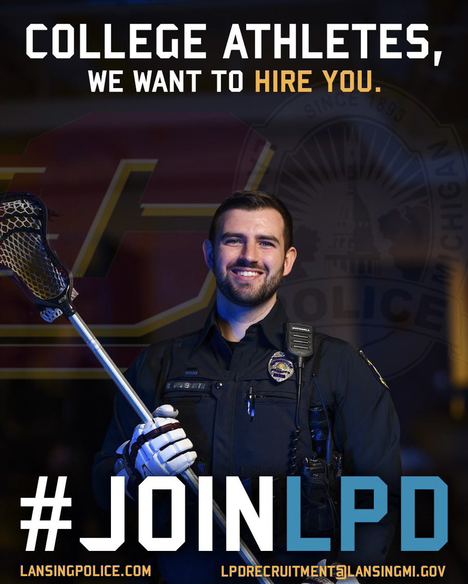 LansingPolice's tweet photo. Policing is a team sport. We have dozens of former college athletes ready to welcome you to #TeamLPD. We want YOU to join OUR TEAM! https://t.co/TXMQyYfwo0