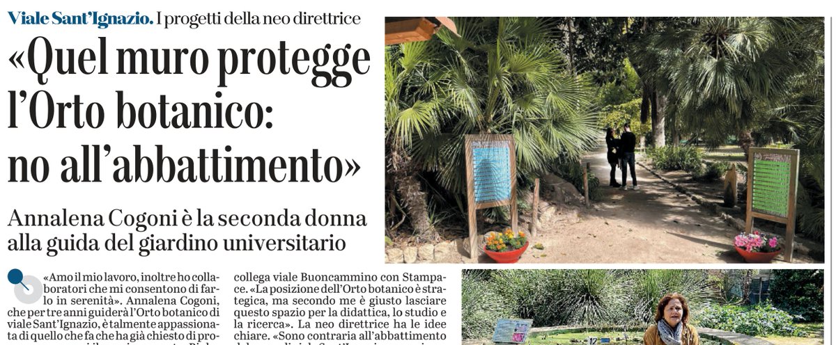 Oggi <a href="/UnioneSarda/">L'Unione Sarda</a> intervista Annalena Cogoni, la nuova direttrice dell'Orto Botanico: l'articolo è in tutte le edicole, tutto da leggere!