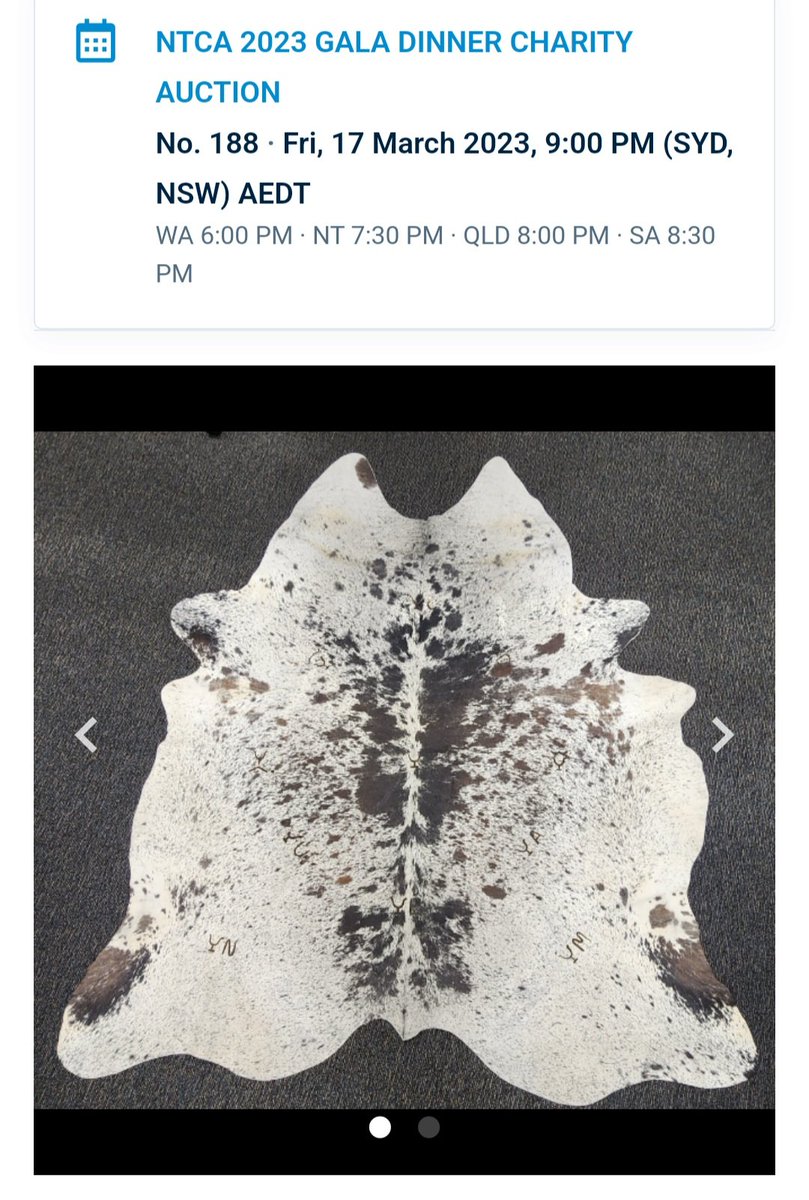 #CPC branded hide for <a href="/NTCattlemen/">NTCA</a> Gala dinner this Friday. 10 CPC current and former stations branded. For sale through <a href="/AuctionsPlus/">AuctionsPlus</a> <a href="/ConPastCo/">CPC</a>