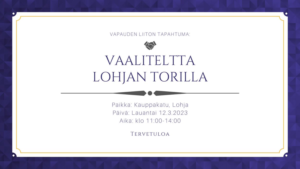 #Lohja #vaihtoehtovaltapuolueille #torillatavataan #vapaudenliitto