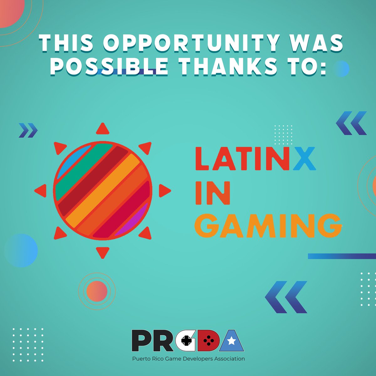 prgamedevs's tweet image. We want to thank our sponsor @LatinosinGaming, who donated towards the fund for our scholars! This will help them during their time at GDC 2023! 🥰

Learn more about @LatinosinGaming:
- latinxingaming.com
- facebook.com/latinxingaming
- instagram.com/latinxingaming