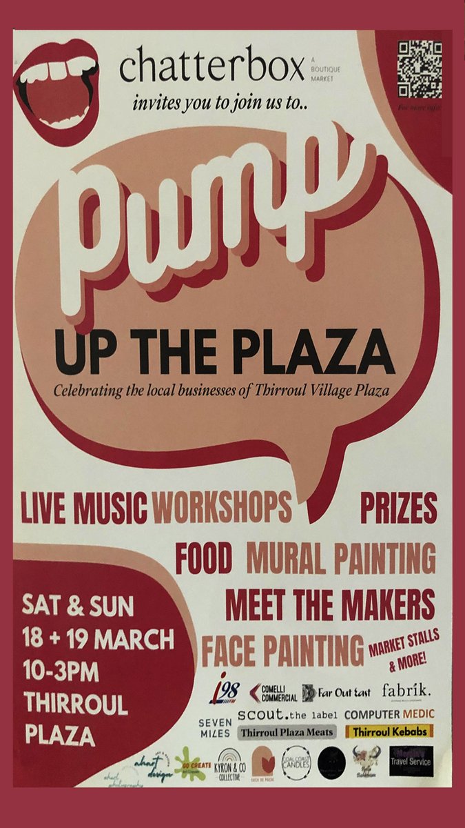 'Pump up the Plaza' next Sat & Sunday. 
Celebrating local business at the Thirroul Plaza. 
info: thirroulguru.com.au/thirroul-plaza/
#thirroul #thirroulplaza #chatterboxthirroul #marketstalls #localbusiness #shoplocalthirroul #shoplocal