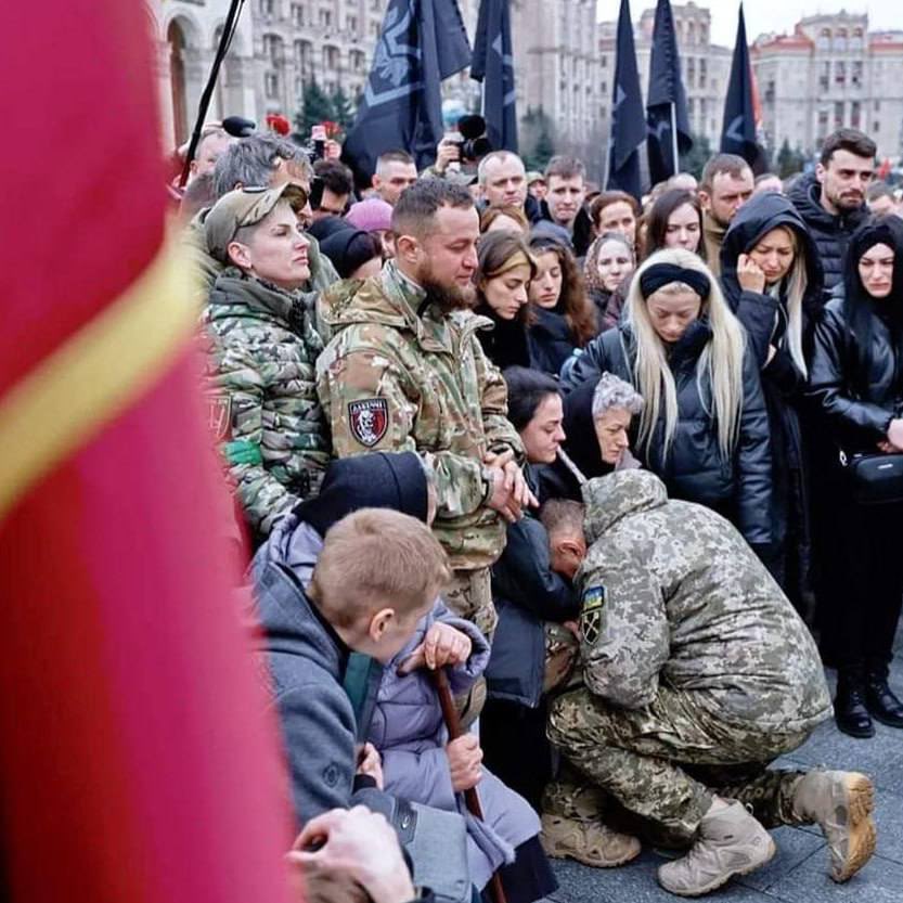 It’s just extraordinary how Ukraine touches the deepest memories of the European soul. Th commander in chief kneels before the family of a fallen hero. We see classical Greece, the Roman republic, the medieval knights, the people’s armies and the communes…