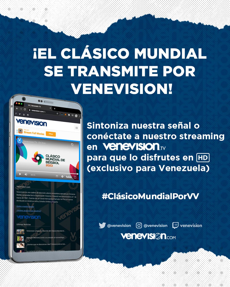 No te encuentras en casa, recuerda que a través de ➡️ venevision.tv también puedes disfrutar del #ClásicoMundialPorVV y en HD 🙌