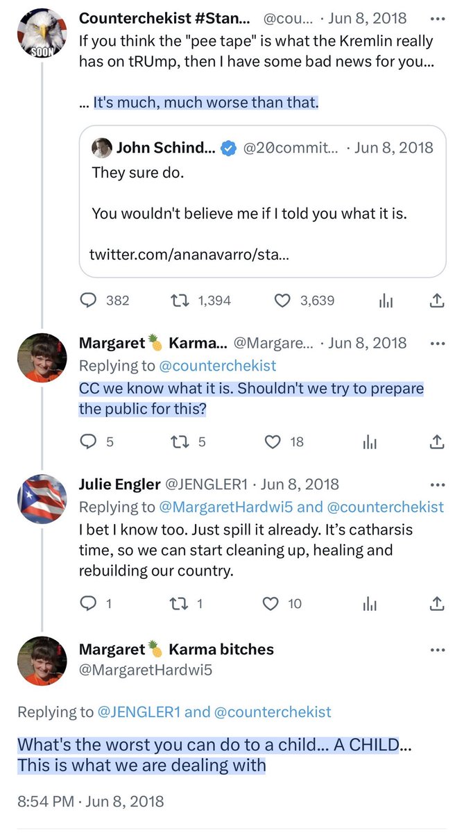A reminder of the outlandish disinformation (aka lies) that Schindler & Mensch’s lunatic #TeamPatriot spread. 

As if Counterchekist (civilian Rich Guinn) & Margaret (a civilian grandma) were privy to any classified info 🙄

“Shouldn’t we try to prepare the public for this?”😂