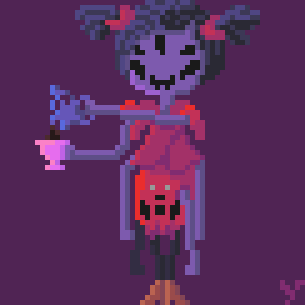 NickyPixels's tweet image. I really tried...
Muffet from "#undertale" 
#sidecharacter #pixelart for @Pixel_Dailies #pixel_dailies