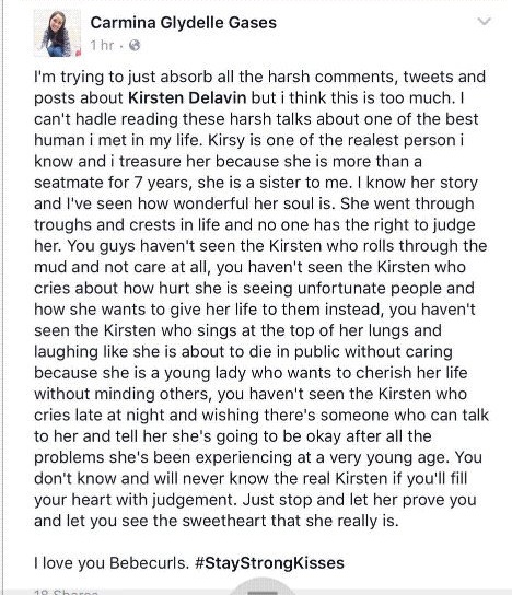 You don't know and will never know the real Kirsten if you'll fill your heart with judgment.

#KissesDelavin