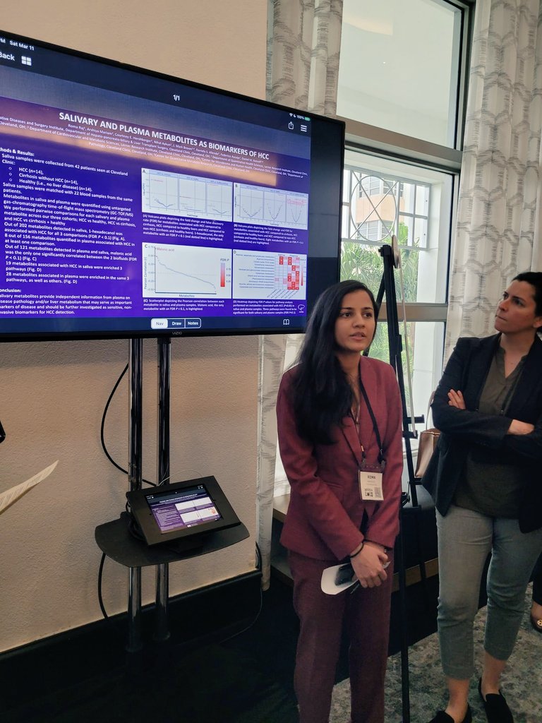 RomaRajMD's tweet photo. Super excited to have presented our work on identifying Salivary and Plasma Metabolites as Biomarkers of HCC at @AHPBA.
Extremely grateful to my mentors @danielrotroff and @FAucejo for this opportunity.
#AHPBA23 https://t.co/KZOr7jCdT7