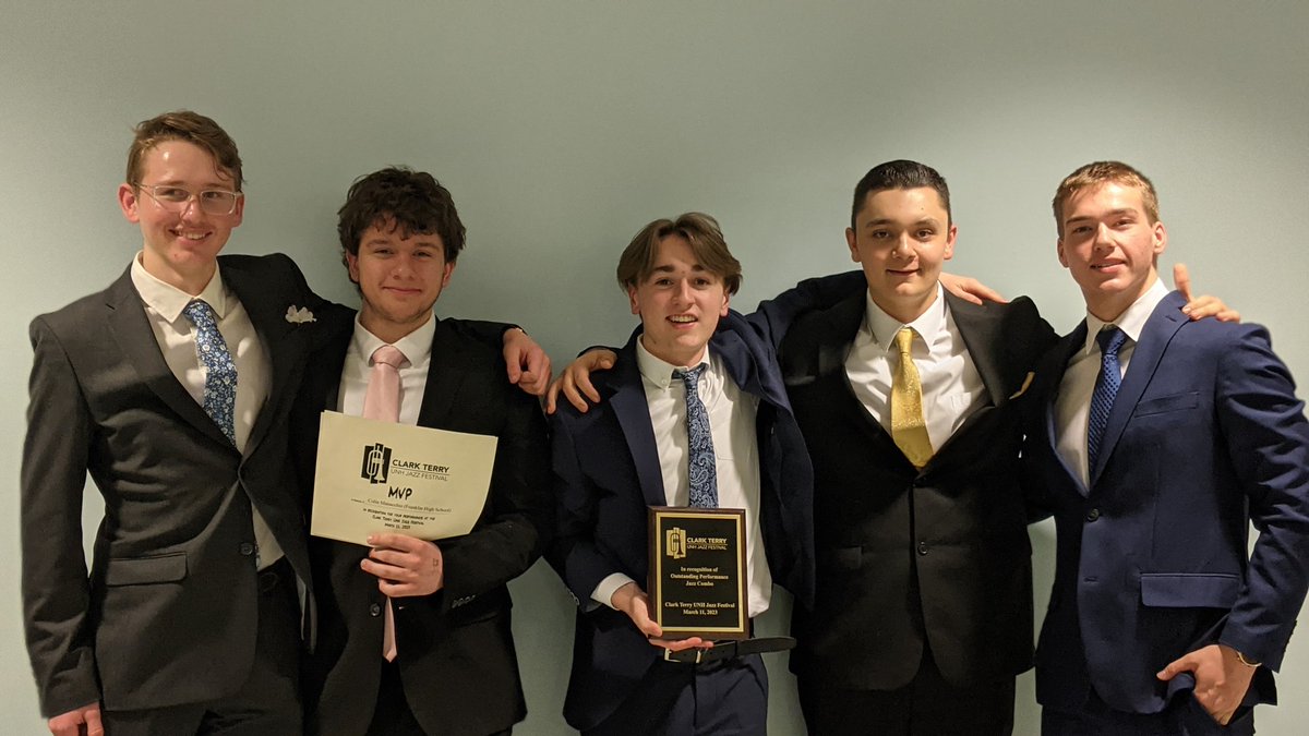 Congratulations to the FHS Jazz Combo, winning Best Jazz Combo at the UNH Jazz Festival and to Colin Manocchio for winning MVP in the Jazz Big Band Room!  So very proud of these amazing musicians!