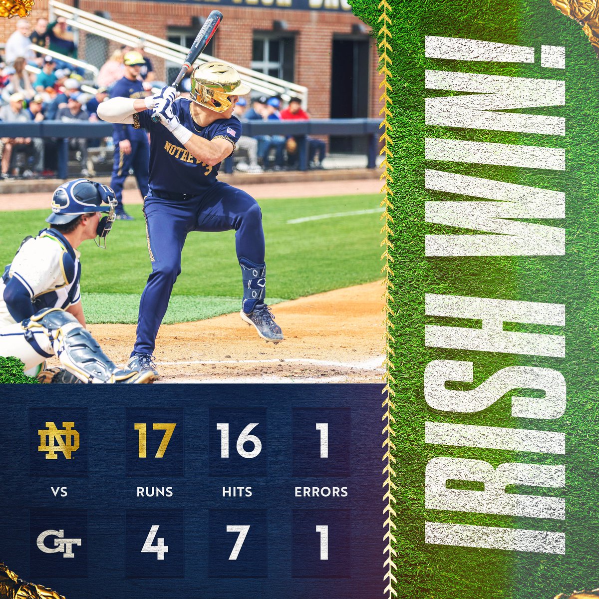 𝐈𝐑𝐈𝐒𝐇 𝐖𝐈𝐍!

Notre Dame takes game three to close out the series at Georgia Tech. Back in action on Tuesday in Holly Springs! 

#GoIrish☘️