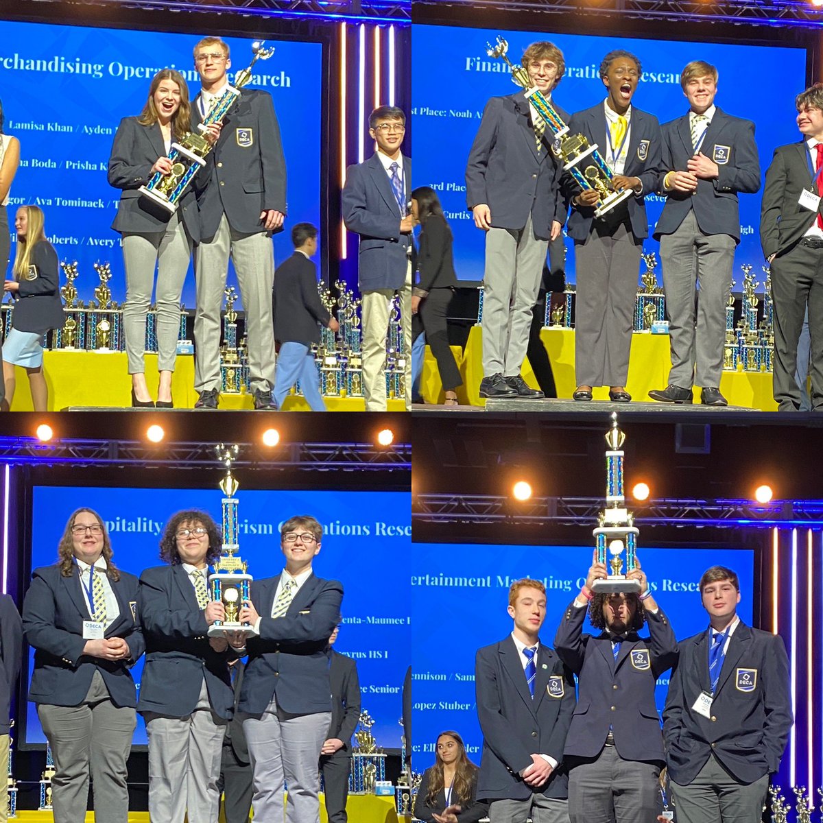 MaumeeDECA's tweet photo. Congratulations to all of our research projects!! 1st place for Taylor, Ayden, Noah, Bisi, and Peyton. 2nd place for Kasey, Emersun and Macy and 3rd place for Alex, Xavier and Jacob! https://t.co/K8pQFd1eKa