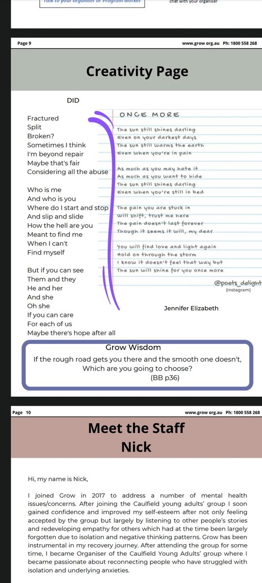 poets_delight's tweet photo. My poetry was recently published in a GROW newsletter. 

GROW is a peer support recovery program for people with mental health issues. It has been an invaluable key part of my recovery, and an honour to have my poetry shared with the wider community. 

1/2 https://t.co/fivvIZvzP4