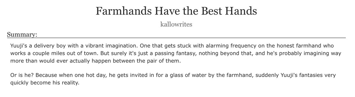 KalloWrites's tweet photo. new jjk fic! what if sukuita were living in a small farming village out on the lush expansive prairie during the first hot day of the year and they were both guys O.O https://t.co/TC0pg6utT9 https://t.co/HzqjUjyJqA