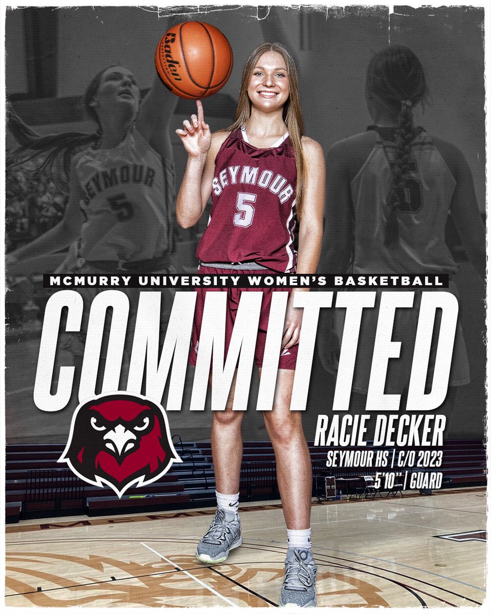racie decker (@05_racie) on Twitter photo COMMITTED‼️ Can’t wait to continue my education and basketball career at <a href="/mcmuniv/">McMurry University</a>! Big thank you to all of the family, friends, and coaches that have been by my side through this journey! #GoWarhawks <a href="/McMurry_WBB/">McMurry Women’s Basketball</a> <a href="/CoachHartfield/">Colby Hartfield</a> <a href="/NTSHOCKERS/">SHOCKERS BASKETBALL ORG.</a> <a href="/Coach_Dan_Loyd/">Coach Dan Loyd</a> COMMITTED‼️ Can’t wait to continue my education and basketball career at <a href="/mcmuniv/">McMurry University</a>! Big thank you to all of the family, friends, and coaches that have been by my side through this journey! #GoWarhawks <a href="/McMurry_WBB/">McMurry Women’s Basketball</a> <a href="/CoachHartfield/">Colby Hartfield</a> <a href="/NTSHOCKERS/">SHOCKERS BASKETBALL ORG.</a> <a href="/Coach_Dan_Loyd/">Coach Dan Loyd</a>