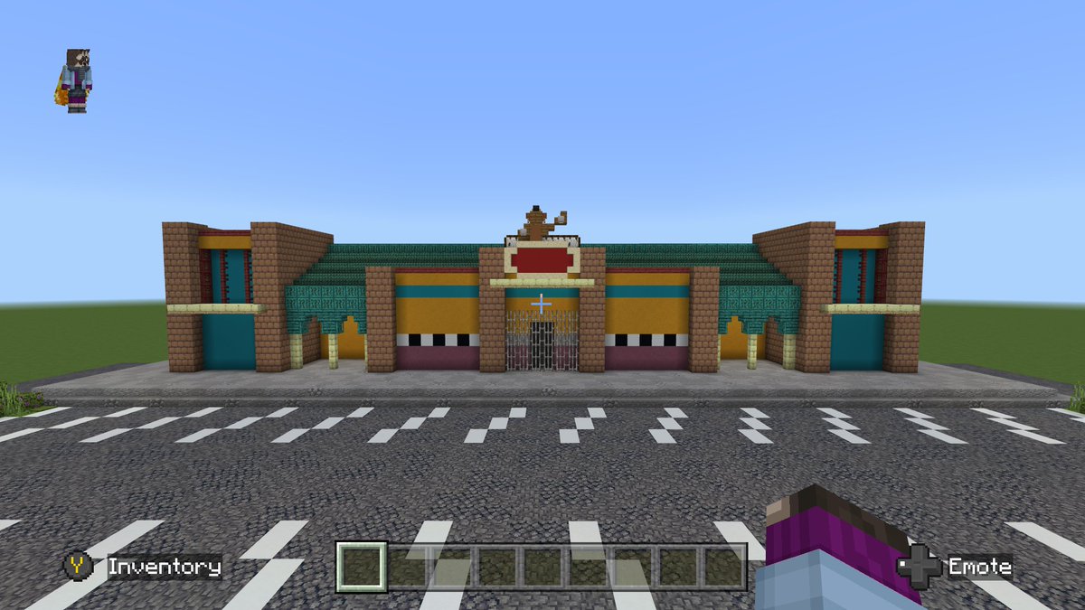 S0URPATCHKID42's tweet photo. Since the set of Freddy Fazbear's Pizza Place has concluded I decided to built it into Minecraft, the sign was inspired by @scrubztherandom's design, so probs to him 👍

I tried my best with the parking lot, google maps helped alot.
#FNAF #FNAFMovie #Minecraft #Minecraftbuilds https://t.co/kjFGKeDG9A