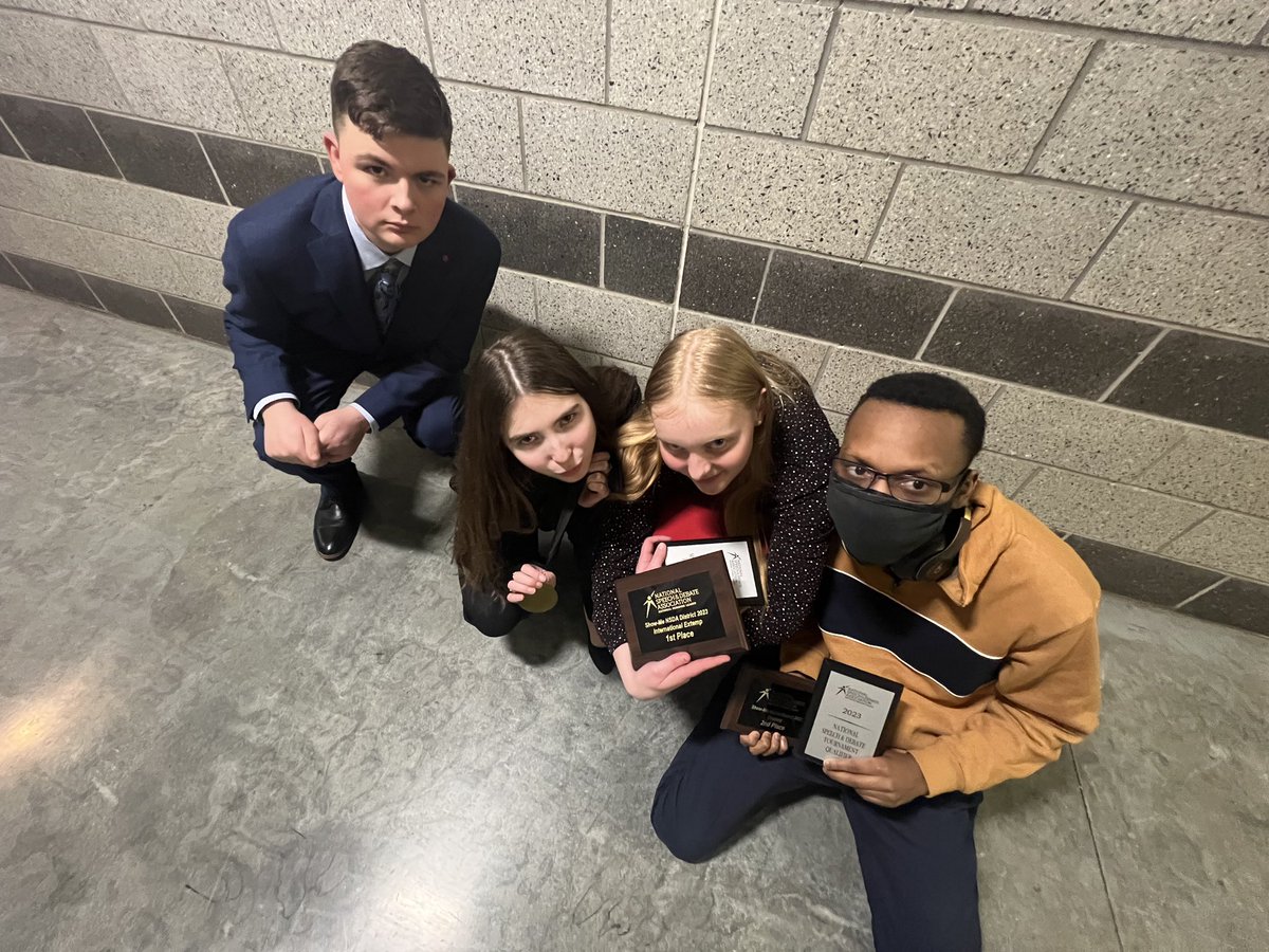 NSDA IE Quals complete!! 
Congrats to:
Carmen- IX Champ and Nat qual
Tristian- 2nd OO and Nat Qual
Gabby- 6th USX
So proud and ready for MSHSAA next week!