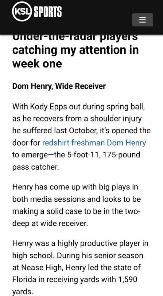 Dom Henry is starting to turn some heads going into year 2. Not surprised! <a href="/Dom1Henry/">Dom Henry</a>