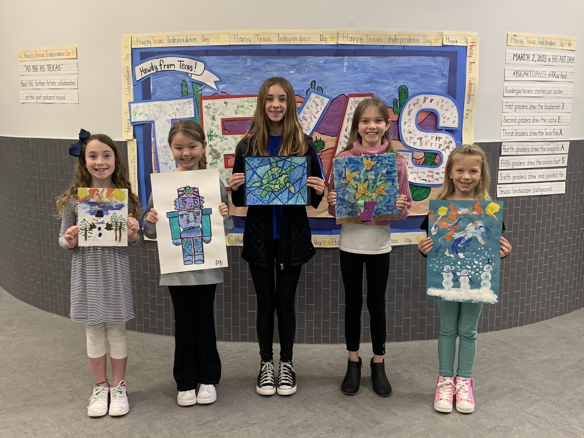 woodard_julie's tweet photo. These stellar artists are officially entered in TEAM… texas Elementary Art Meet!
Congratulations to these amazing artists for their work and their dedication to cultivating curiosity and creativity.
@Region10ESC
@RockwallISD
@risdfinearts
#pullenpride
#pawsart https://t.co/9SPuEMI50y