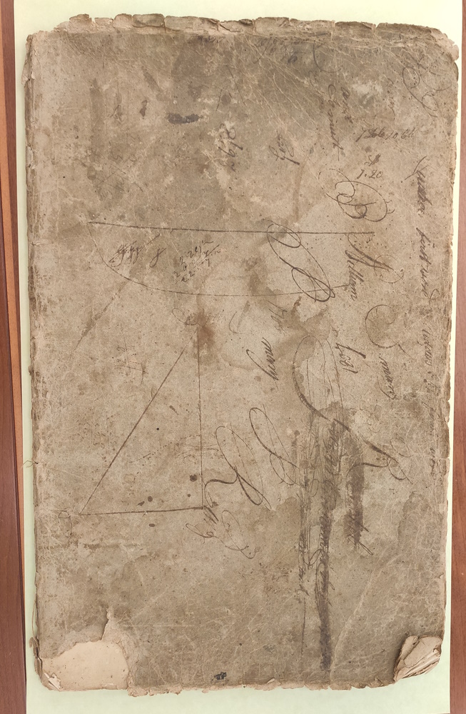 grace_touzel's tweet photo. Birmingham (PA) surveyor George Hannum (d.1854): a man with a plan. This floppy folio of 435x280x10mm is awkward, and my interest in surveying is minimal. But it's a blankbook, and my, aren’t the pictures pretty? (@TheHuntingtonLibrary mssHM 83602) #GraphicArts #blankbookbinding https://t.co/xAaVPYVVnM