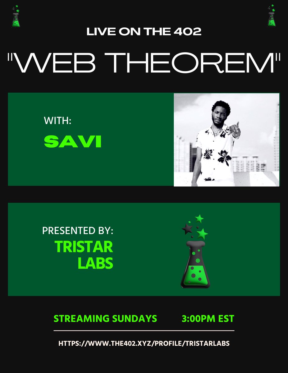 Tomorrow at 3pm I’m going live on <a href="/the402HQ/">the402</a> ,, we’re going to be talking about some of the bigger events taking place in Web 3 from Music to Gaming and more. Come hang out in the Lab with me 👨🏾‍🔬