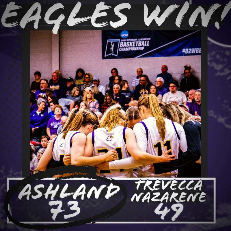 ashlandeagles_'s tweet photo. 𝟯𝟯 𝗦𝗧𝗥𝗔𝗜𝗚𝗛𝗧 𝗪𝗜𝗡𝗦❗️
@AshlandWBB use runaway second-half effort to race past Trevecca Nazarene, 73-49, in the Midwest Regional Semifinal!

The Eagles now stand at a perfect 33-0 and advance to the Midwest Regional Final 𝘼𝙏 𝙃𝙊𝙈𝙀 against Grand Valley State!