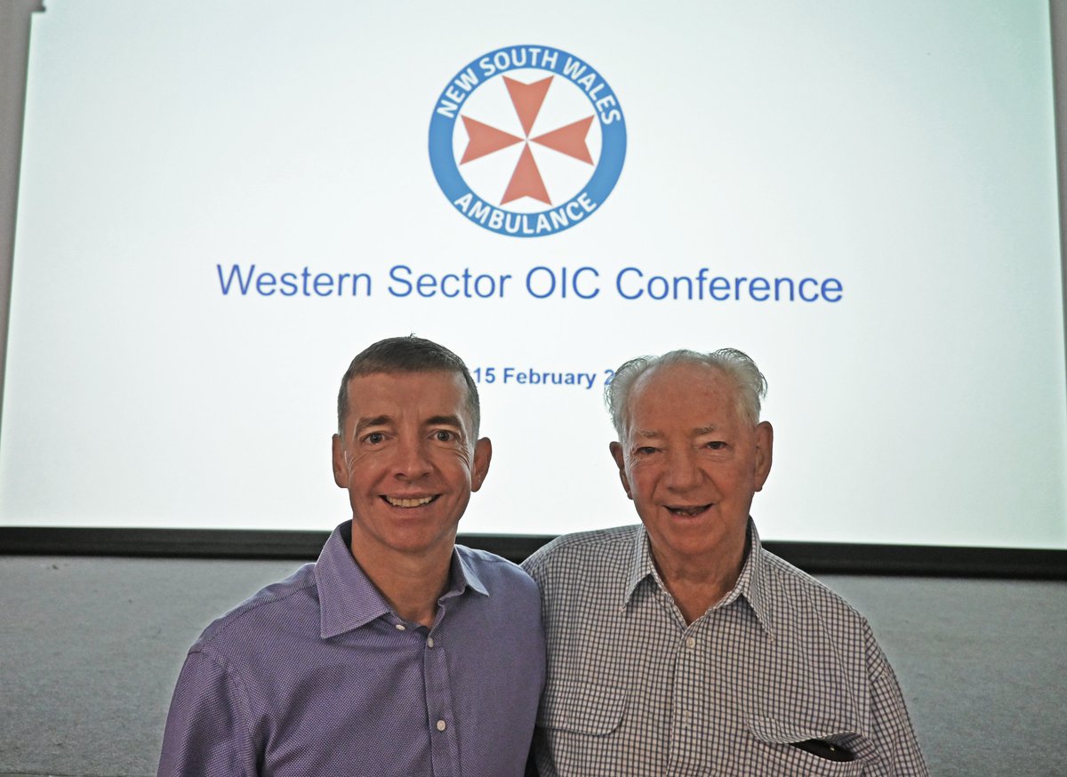 TwiceShot's tweet photo. My father Alan and I just prior to my keynote delivery for NSW Ambulance OIC, Western Sector Conference, which covers 58% of the state. I shared many leadership lessons imparted by the amazing supportive leader, the late Inspector Dave Stevenson https://t.co/lRT0vb0IfT https://t.co/BOdB3UxBeP