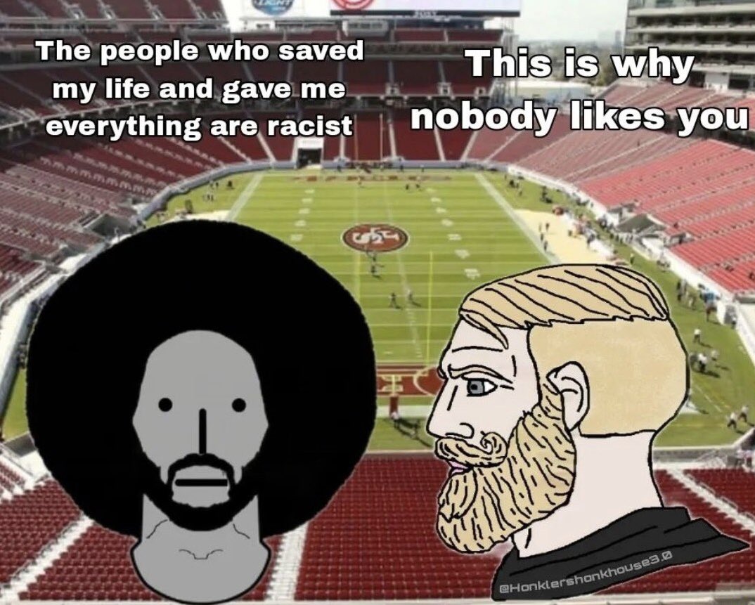 JonJBurrows's tweet photo. @NEWSMAX What a degenerate racist #ColinKaepernik  #Kaepernick https://t.co/918aQdsasv