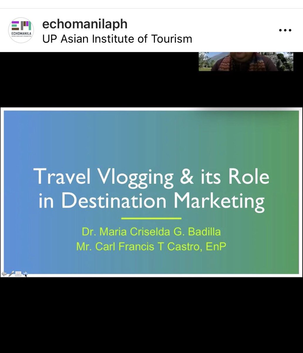 echomanilaph's tweet photo. Our team recently attended the “What's Next: Digital Narratives” webinar, held at the UP Asian Institute of Tourism.

#destinationmarketing #digitalstorytelling #travelvlogging #echomanilaph #teamechomanila #echomanila #upait #unesco #philippinenationalcommission https://t.co/I8ypkOOpu1