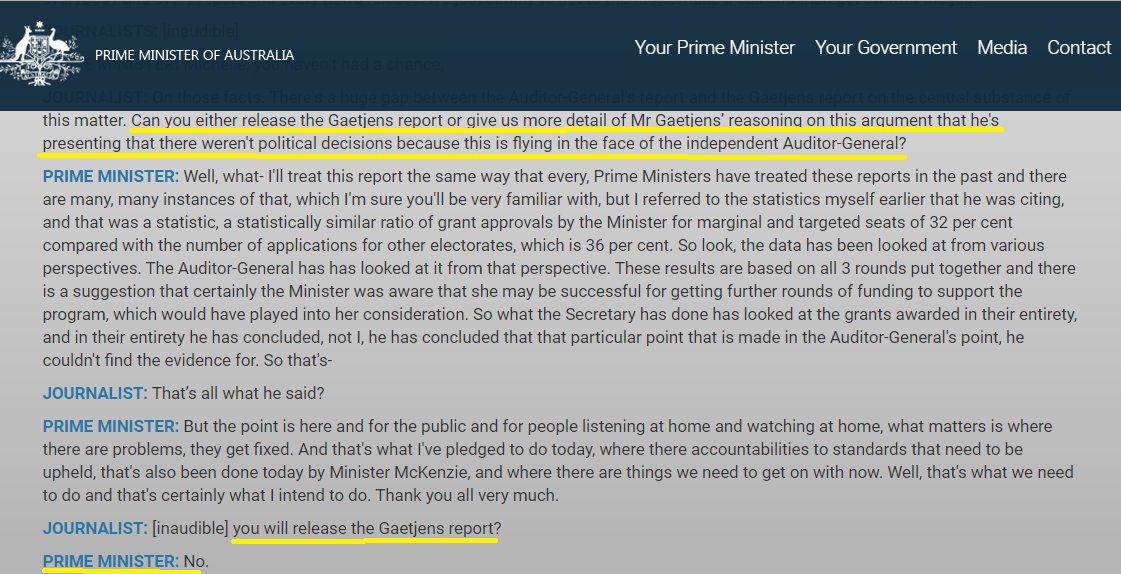 paulinehollywoo's tweet photo. @MonkeyJaguar @HeyneKathy @christianlexus Rejecting Thodey's advice that ministerial advisers be covered by a legislative code with enforcement provisions, #Morrison utilized loyal Phil Gaetjens to "investigate every transgression that could not be washed away in a day or 2 of media spinning".  https://t.co/jWCGSb3sns https://t.co/kqPmZcCuQn