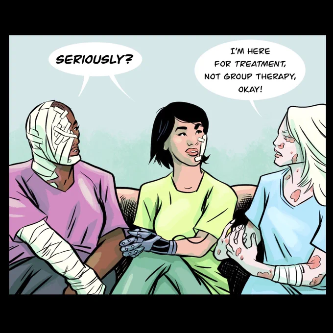 Episode 7 of my WebToon Canvas series SpandEx is live! The no longer secret origin of Rock, Paper &amp; Scissors - characters who started as a dumb gag until I got an idea of how they got their powers and now I really care about them. I hope you will too! See below for direct link. 