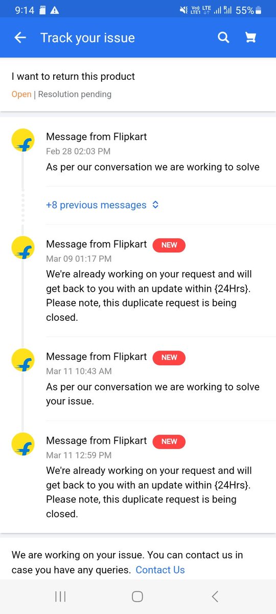 krishna saini (@krishna67002575) on Twitter photo Fraud flipkart,always gave me 24,48hrs and not even do anything, they have many excuses level 1,2
customer service and tweeter they have cross their limits to ignore you,if they can't provides good service then at least return money <a href="/flipkartsupport/">FlipkartSupport</a> <a href="/Flipkart/">Flipkart</a> <a href="/FlipkartSellers/">Flipkart Seller Hub</a> Fraud flipkart,always gave me 24,48hrs and not even do anything, they have many excuses level 1,2
customer service and tweeter they have cross their limits to ignore you,if they can't provides good service then at least return money <a href="/flipkartsupport/">FlipkartSupport</a> <a href="/Flipkart/">Flipkart</a> <a href="/FlipkartSellers/">Flipkart Seller Hub</a>