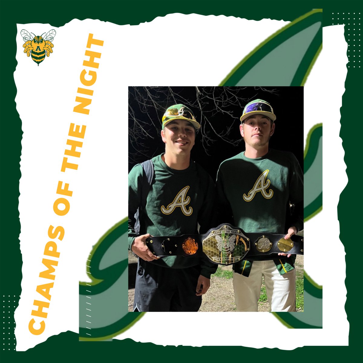 BEES WIN TWO!!!

Mumford 6-5
Navasota 8-4

Luke Tomasek was Champ of the Night in game one where he was completely locked in at the plate with 3 BB’s. 
<a href="/KylerSmith34/">Kyler Smith</a> was game 2 Champ of the Night going 2-2 with a 2B and 3 RBI’s #BestIsTheStandard #StingEm