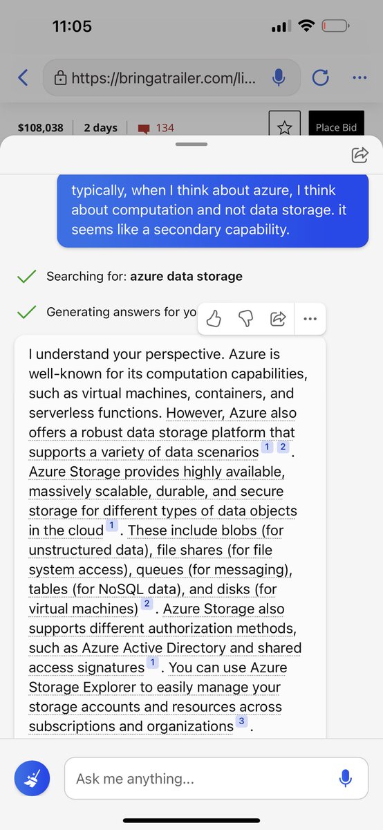 BriannaWu's tweet image. I genuinely mean this. Download the Bing iOS app right now. This is the most remarkable tech product I’ve seen in years. 

You can just talk to it. Ask it questions. Ask it to explain concepts you don’t understand. Google search instantly feels outdated and useless.
