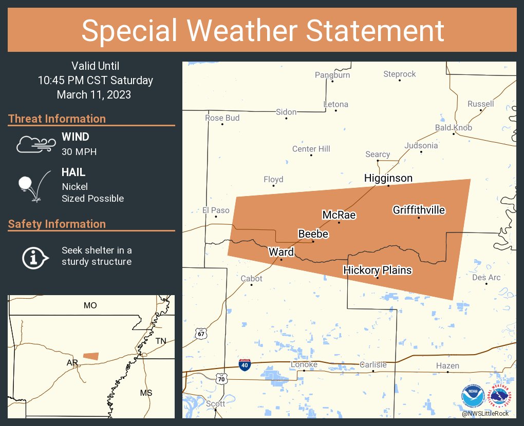 NWS Little Rock on Twitter "A special weather statement has been