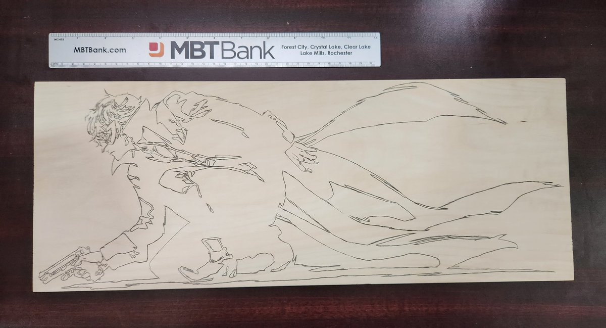 WoodburningTom's tweet photo. Had a free afternoon, next piece is prepped for burning! The Persona 5 piece is 18 &amp; 7/8" x 7 &amp; 1/4". Should have it done by the end of the month! https://t.co/KUKowhQaRG