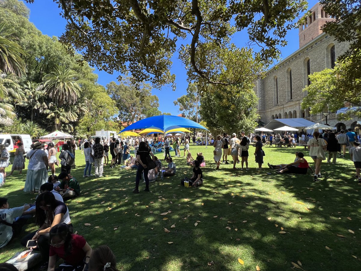 A festive atmosphere at ⁦<a href="/uwanews/">UWA</a>⁩ Open Day on a beautiful day. It is great to see so many potential students and parents exploring the richness of UWA’s offerings. Thanks to our many volunteers showcasing UWA programs and support services to our future students 🙏
